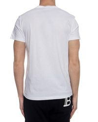 Balmain - White Flocked B Paris Logo T-shirt Cotton - Lyst