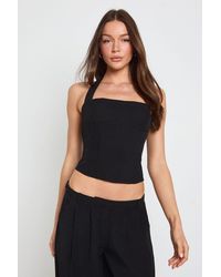 Boohoo - Halter Strap Tailored Corset - Lyst