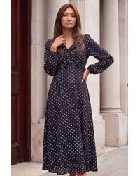 Roman - Polka Dot Frill Midi Dress - Lyst