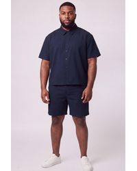 BoohooMAN - Plus Cheesecloth Oversized Boxy Shirt And Relaxed Short Set - Lyst