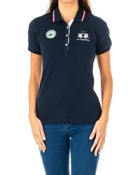 La Martina - Short-Sleeved Polo Shirt With Lapel Collar 2Wph40 - Lyst