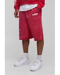 BoohooMAN - Cross Graphic Washed Distressed Jersey Jorts - Lyst