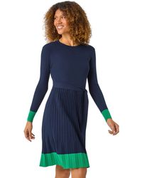 Roman - Contrast Border Knitted Stretch Dress - Lyst