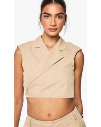 Boohoo - Marl Shoulder Pad Tie Detail Waistcoat - Lyst