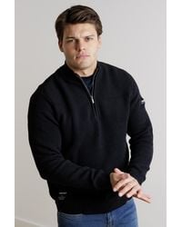 Firetrap - Cotton Rich Half Zip Funnel Neck Jumper - Lyst