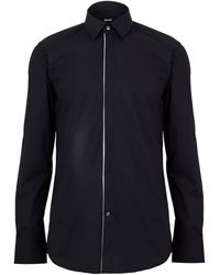 BOSS - Contrast Piping Point Collar Long-Sleeved Shirt - Lyst