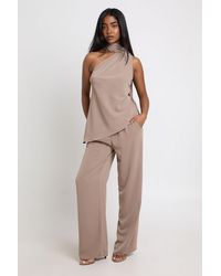 Boohoo - Wrap Scarf Detail Top And Wide Leg Trouser Co-Ord - Lyst