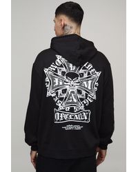 BoohooMAN - Tall Oversized Gothic Rhinestone Graphic Hoodie - Lyst