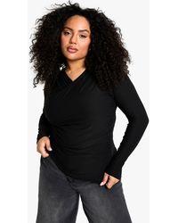 Boohoo - Plus Premium Long Sleeve Wrap Top - Lyst