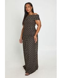 Boohoo - Plus Polka Dot Ruched Drop Waist Maxi Dress - Lyst