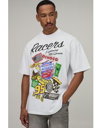 BoohooMAN - Oversized Lightening Mcqueen Badges License Print T-Shirt - Lyst