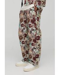BoohooMAN - Floral Tapestry Fixed Waist Relaxed Fit Pants - Lyst