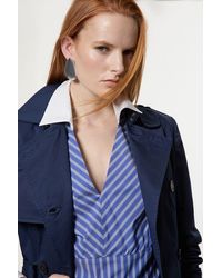 Karen Millen - Contrast Cuff And Collar Tailored Stripe Shirt - Lyst