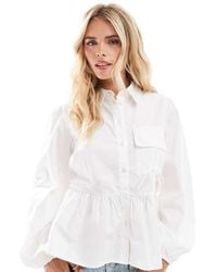ASOS - Design Cotton Poplin Smock Shirt With Tie Pocket - Lyst