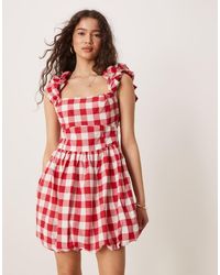 ASOS - Square Neck Mini Smock Dress With Bubble Hem - Lyst