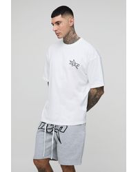 BoohooMAN - Tall Star Puff Print Oversized T-Shirt & Relaxed Jersey Short Set - Lyst