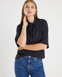 River Island - T-Shirt Short Sleeve Scarf Detail Cotton - Lyst