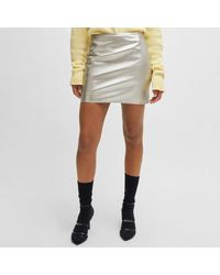 HUGO - 's Rusine-1 Regular-fit Mini Skirt In Silver - Lyst