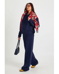 Boohoo - Tall Chunky Knit Collar Detail Oversized Knitted Jumper And Wide Leg Trouser Co-Ord - Lyst