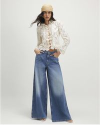 River Island - Wide Leg Jeans Elasticated Back Cotton - Lyst