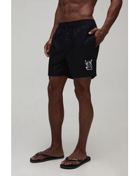 BoohooMAN - Relaxed Fit Cotton Boxer Style Embroidered Short - Lyst