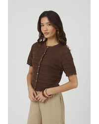 Brave Soul - Short Sleeve Stitch Detail Crew Neck Cardigan - Lyst