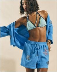 River Island - Embellished Beach Shorts Cotton - Lyst