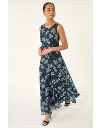 Roman - Petite Floral Ruched Waist Maxi Dress - Lyst