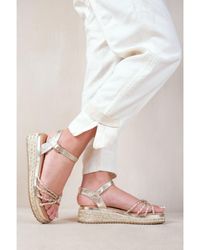 Where's That From - 'Neptune' Flat Wedge Sandals With Chevron Sole - Lyst