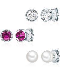 Rafaela Donata - Stud Earring Sterling Freshwater Cultured Pearl Embellished With Swarovski Crystals Wh - Lyst
