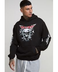 BoohooMAN - Tall Oversized Gothic Skull Print Hoodie - Lyst