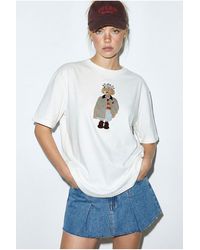 Bianco Lucci - Geborduurd Crew Neck Relaxed Fit T-Shirt - Lyst
