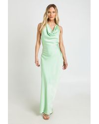 Boohoo - Petite Drape Back Satin Maxi Dress - Lyst