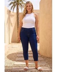 Roman Curve - Elastic Waist Cropped Denim Jeggings - Lyst