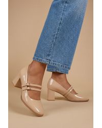 Oasis - Gemma Faux Patent Leather Medium Block Heel Mary Janes - Lyst
