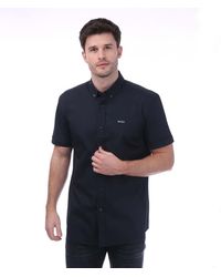 BOSS - Slim-fit Overhemd Met Korte Mouwen In Donkerblauw - Lyst