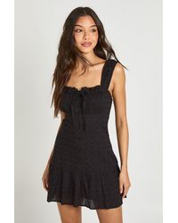 Boohoo - Broderie Ruched Bust Mini Dress - Lyst