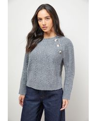 Oasis - Stitchy Button Detail Crew Neck Jumper - Lyst
