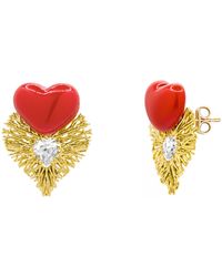The Jewellery Stockroom - Plated Statement Heart Stud Earrings - Lyst