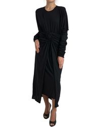 Dolce & Gabbana - Wool Wrap Sheath Midi Gown Dress - Lyst