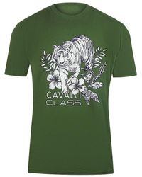 Roberto Cavalli - Tiger Floral Logo Military T-Shirt Cotton - Lyst