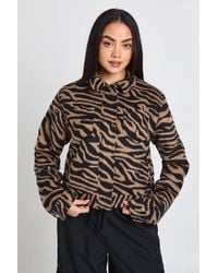 Boohoo - Zebra Print Wool Look Jacket - Lyst