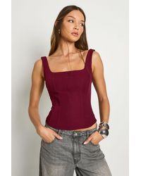 Boohoo - Structured Crepe Corset Top - Lyst