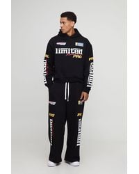 BoohooMAN - Oversized Boxy Moto Hoodie And Extreme Wide Leg Jogger Tracksuit - Lyst