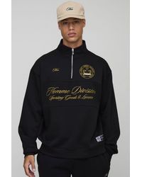 BoohooMAN - Tall Oversized Boxy Homme Quarter Zip Funnel Neck Sweatshirt - Lyst