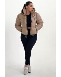 Femme Luxe - Hooded Drawstring Cropped Puffer Jacket - Lyst