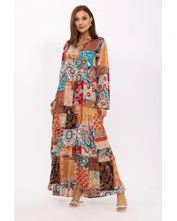 Hiccup - Abstract Tie-Front Maxi Tunic Dress - Lyst