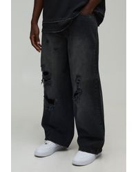 BoohooMAN - Tinted Ripped Baggy Fit Jeans - Lyst