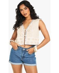 Boohoo - High Waisted Roll Hem Denim Shorts - Lyst