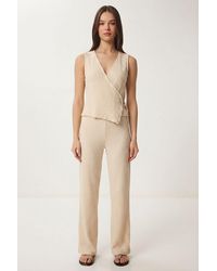 Happiness İstanbul - Textured V-Neck High Waist Co-Ord Set With Wide Leg Pants - Lyst